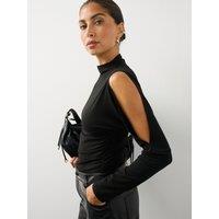 The Very Collection Womens Softtouch Cut-Out Sleeve High Neck Top - Black