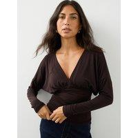 The Very Collection Womens Draped Ruched Waist Softtouch Top - Brown