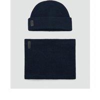 Mango Boys Rib Knit Turn-Up Cuff Beanie Hat - Navy