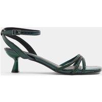 Yours Womens Extra Wide Fit Sparkly Strap Square Toe Kitten Heel - Green