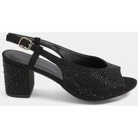 Yours Womens Extra Wide Fit Slingback Peep Toe Block Heel - Black