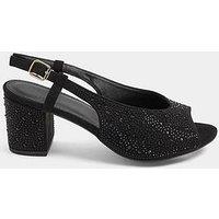 Yours Womens Wide Fit Sparkle Slingback Peep Toe Heels - Black