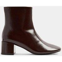 Yours Womens Wide Fit Almond Toe Block Heel Ankle Boots - Brown