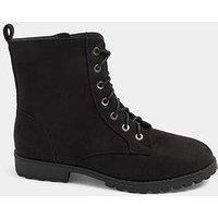 Yours Womens Extra Wide Fit Lace-Up Side Zip Boots - Black