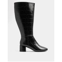 Yours Extra Wide Fit Block Heel Almond Toe Boot