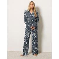 Long Tall Sally Womens Tall Soft Touch Celestial Button-Through Pyjama Set - Blue