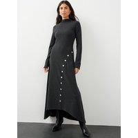 The Very Collection Womens Button Detail Asymmetric Hem Midaxi Dress - Grey