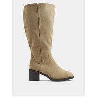 Yours Womens Extra Wide Fit Western Block Heel Long Boots - Beige