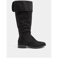 Yours Womens Extra Wide Fit Fold Over Ruched Boots - Black