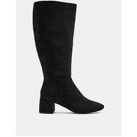 Yours Womens Wide Fit Block Heel Almond Toe Knee-High Boots - Black
