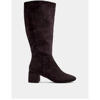 Yours Womens Wide Fit Almond Toe Block Heel Knee High Boots - Brown