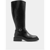 Yours Womens Wide Fit Buckle Detail Side Zip Riding Boots - Black