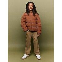 Mango Boys Padded Hooded Zip-Through Puffer Coat - Dark Orange