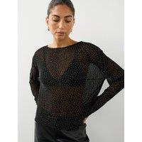 The Very Collection Womens Hotfix Loose Fit Top- Black