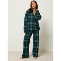 Yours Womens Petite Brushed Check Pj Set - Green