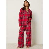 Yours Womens Petite Brushed Check Pj Set- Red