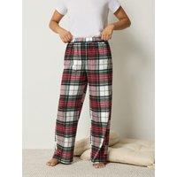 Yours Womens Petite Brushed Check Wide Leg Pyjama Bottoms - Red