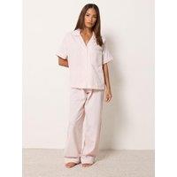 Yours Womens Petite Stripe Wide Leg Pyjama Set - Pink
