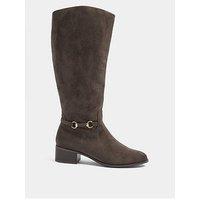 Yours Womens Snaffle Trim Knee-High Riding Boots - Brown