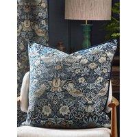 Morris & Co Strawberry Thief Jacquard 55X55 Feather Rich Cushion Indigo