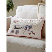 Furn Cotswold Christmas 30X50 Polyester Cushion Cream/Burgundy