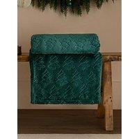 Furn Festive Trees 140X180 Throw Emerald