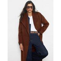Mint Velvet Waterfall Hand Finished Coat - Brown