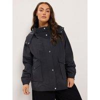 Yours Womens Curve Lightweight Hooded Rain Jacket - Black