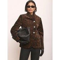 Mint Velvet Leopard Print Jacket - Brown