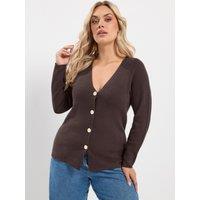 Yours Womens Curve Button Cardigan - Brown