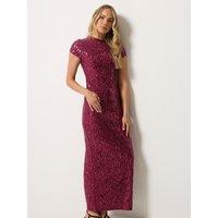 Long Tall Sally Womens Tall Sequin Texture Body-Skimming Maxi Dress - Red
