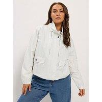 Yours Womens Curve Funnel Neck Drawstring Hem Pocket Jacket - Black