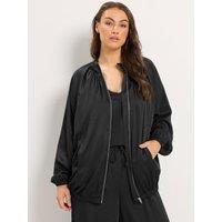 Yours Womens Curve Satin Balloon Hem Bomber Jacket - Black