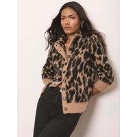 Mint Velvet Neutral Animal Cardigan - Brown