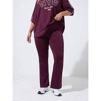 Yours Womens Curve Flared Wide Waistband Leggings - Red