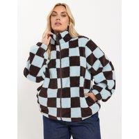 Yours Womens Curve Feather Zip-Through Funnel Neck Fleece - Blue