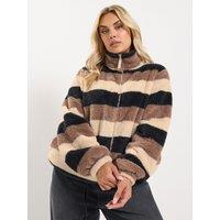 Yours Womens Curve Feather Soft Funnel Neck Fleece - Brown
