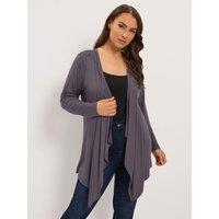 Yours Womens Curve Waterfall Drape Longline Cardigan - Grey