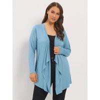 Yours Womens Curve Waterfall Open Front Longline Cardigan - Blue
