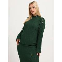 Yours Womens Curve High Neck Wide Sleeve Jumper - Green