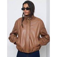 Mint Velvet Tan Funnel Neck Jacket - Brown