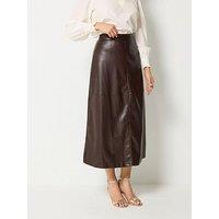 Long Tall Sally Womens Tall Faux Leather Pull-On Maxi Skirt - Brown