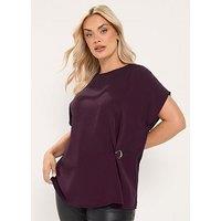 Yours Womens Plus Size Plisse Knot Front Blouse - Purple