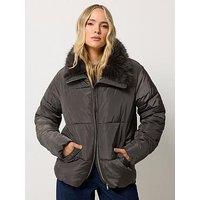Long Tall Sally Tall Fur Collar Padded Jacket