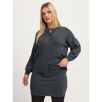 Yours Womens Curve Balloon Sleeve Button-Through Cardigan - Grey