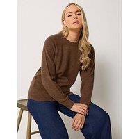 Long Tall Sally Womens Tall Tall-Length Soft-Touch Scoop Neck Jumper - Brown