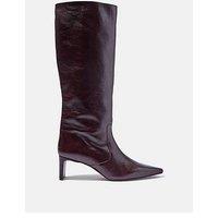 Mint Velvet Womens Pointed Toe Block Heel Knee High Boots - Red