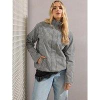 Long Tall Sally Tall Gingham Check Windbreaker Jacket - Black