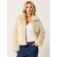 Pixiegirl Petite Faux Fur Coat - Cream