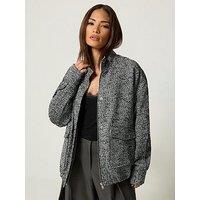Pixiegirl Petite Herringbone Funnel Neck Jacket